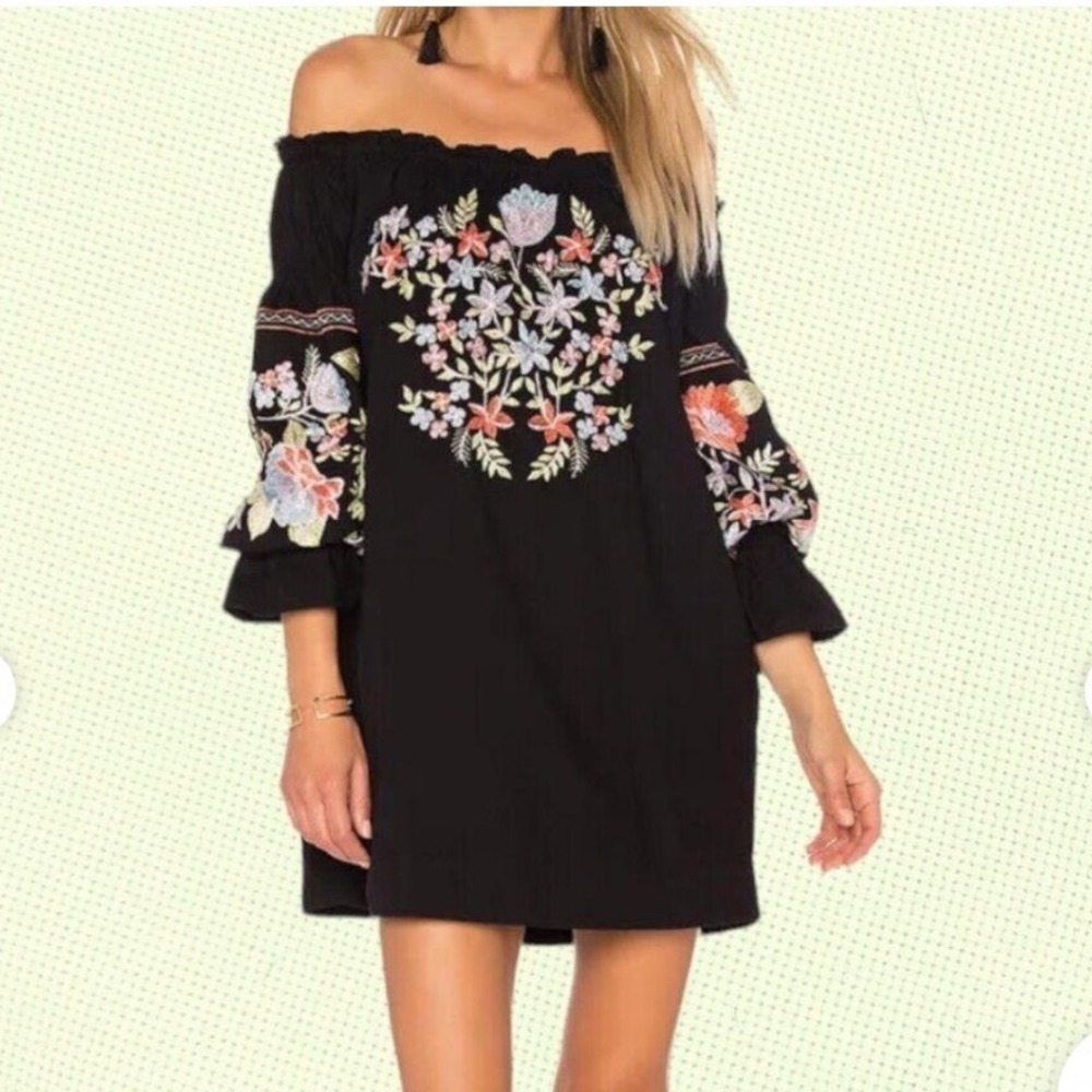 Free People Fleur Du Jour mini Dress floral embroidered Size small